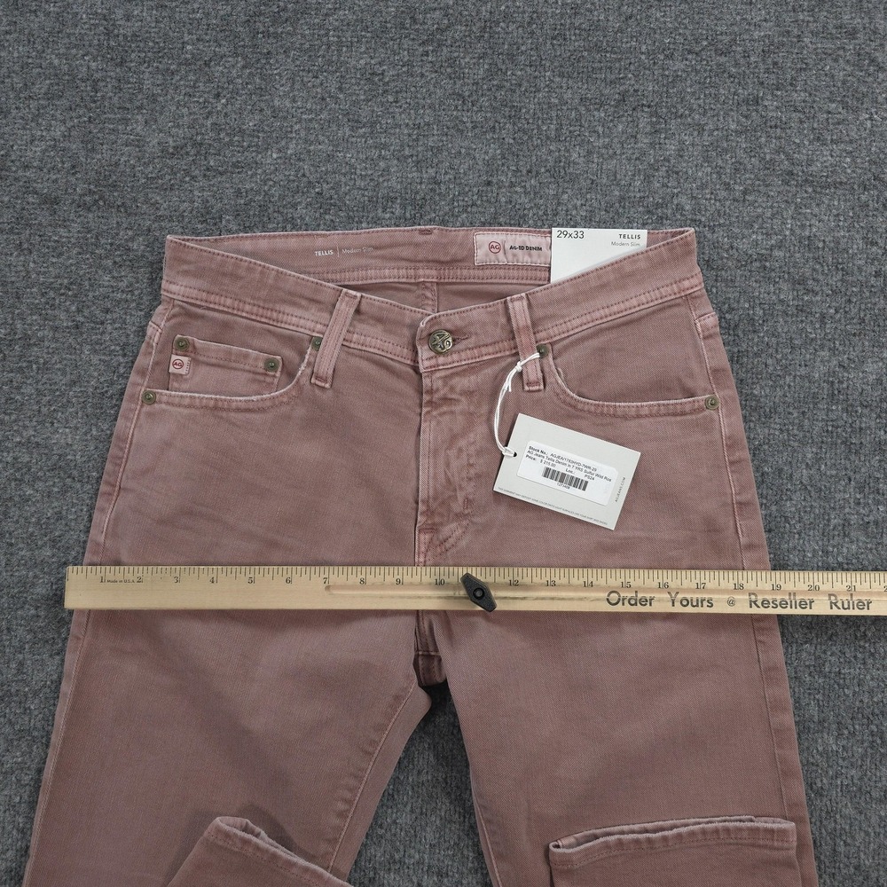 AG Jeans Mens 29x33 Pink Wild Rose Denim Tellis Modern Slim Stretch Casual NEW - Picture 10 of 15